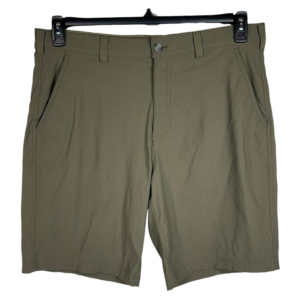 Eddie Bauer Mens SZ 38 Shorts Stretch Zip-Fly Pockets Quick-Dry Olive Green